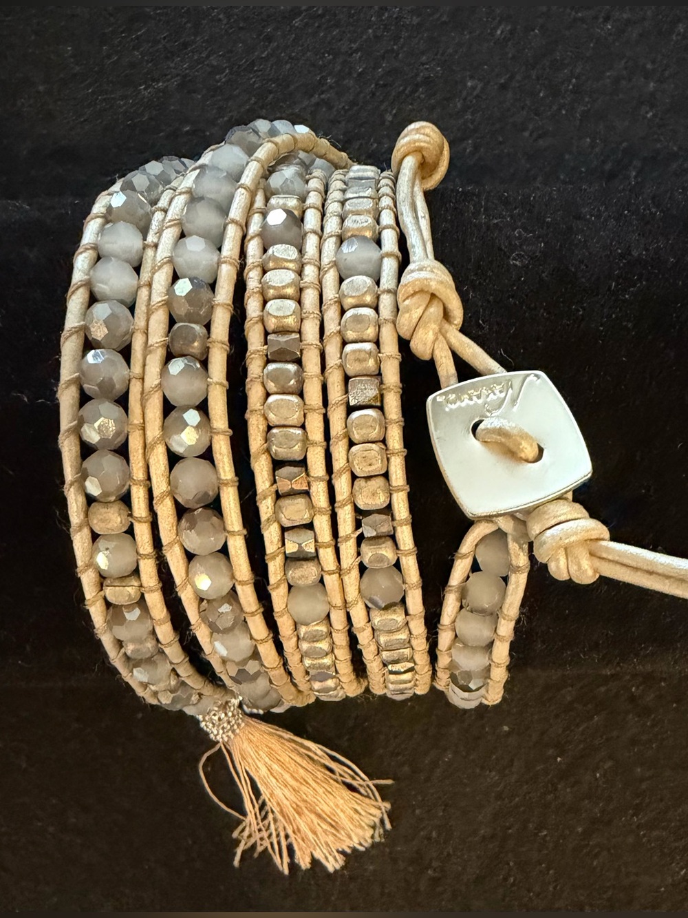 Nakamol Beige and Gray Multi-Strand Wrap Bracelet